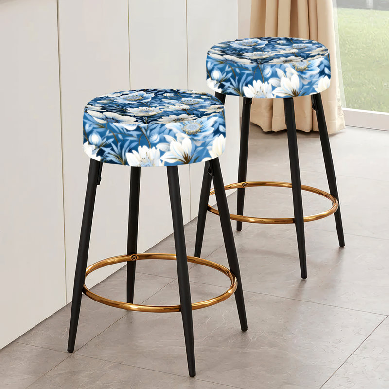 Ensemble de 2 tabourets de bar Blue Tribal Elegance