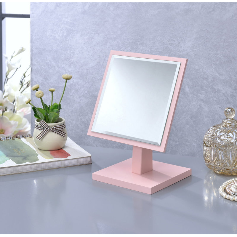 Miroir de maquillage moderne sur un piédestal, Rose