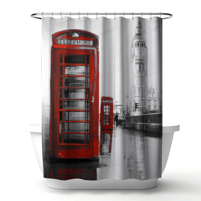 Shower Curtain CI187 – Polyester Shower Curtain, Dye Sublimation Print, 71" W × 74" L