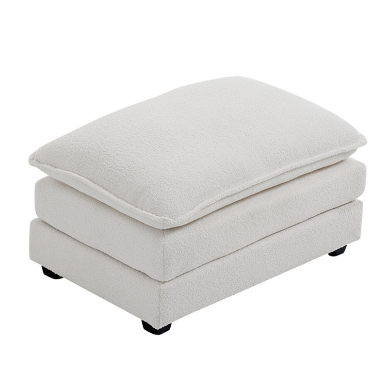 Double Layer Cushion Ottoman For Sofas, White