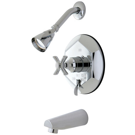 Robinet de baignoire et douche à pression équilibrée à poignée simple Kingston Brass, Chrome poli