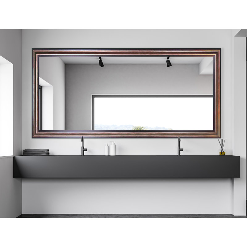 Miroir de salle de bain / miroir de coiffeuse, H 64 po x l 35 po, Argent antique / Noir