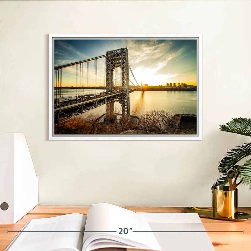 Pont George Washington NJ, Cadre flottant blanc, 13 po x 9 po