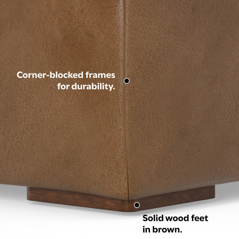 Rex 4 - Piece Modular Genuine Leather Reversible L-Sectional, Caramel Brown Genuine Leather