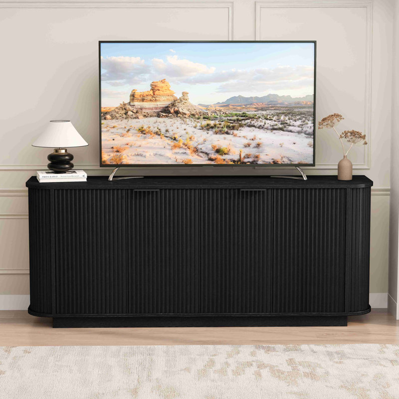 Buffet à double porte avec tablettes réglables, Wavy Storage, Noir