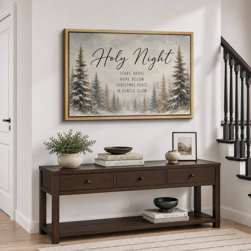 Illustration de citation de Noël forêt d'hiver, images de chambre à coucher, impression sur toile giclée sur toile encadrée