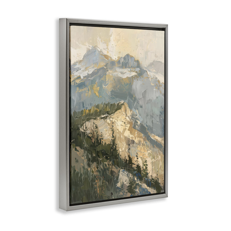  Rugged Mountains View Framed Floater Canvas by Petal Prints Design, H 25 po x l 17 po, Cadre flottant gris lustré
