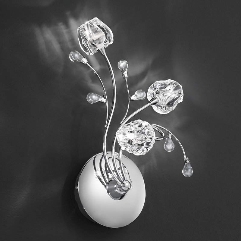 Sansa Glass Armed Sconce, Chrome
