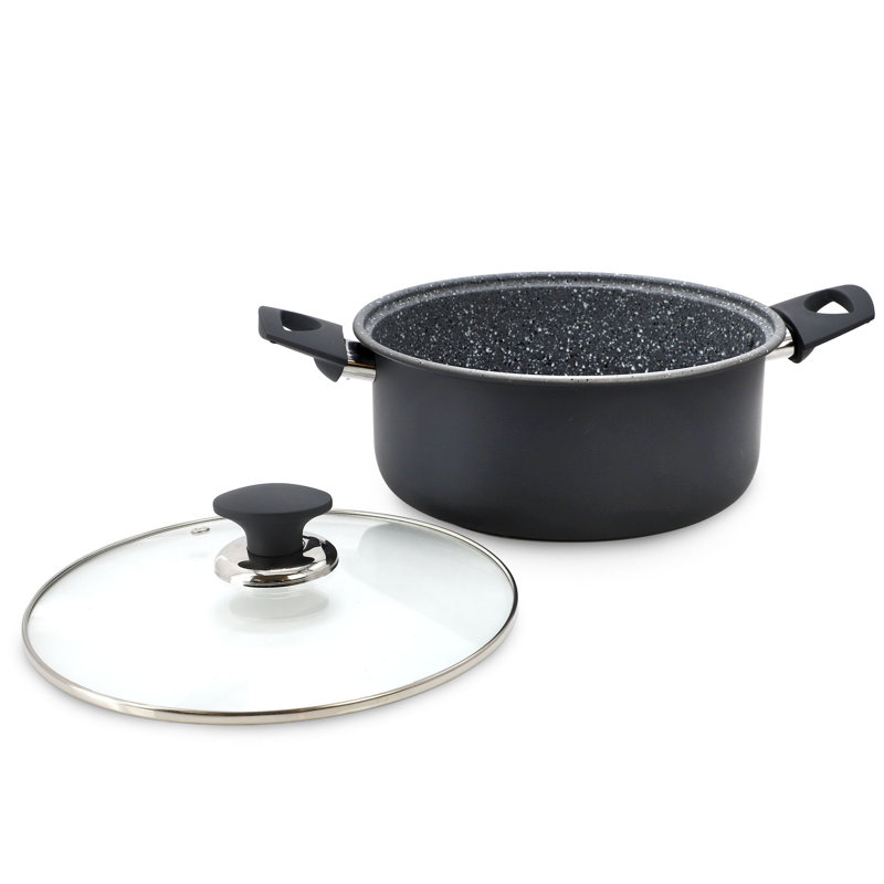 Étuve en acier moucheté gris antiadhésif avec couvercle de 4,4 litres Gibson Home