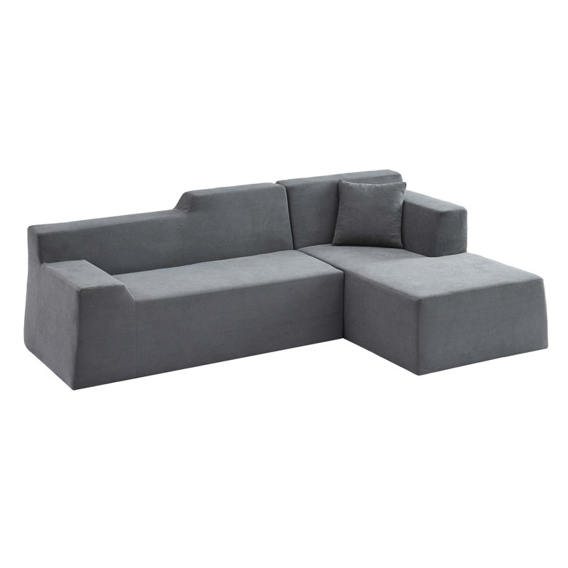 Canapé moderne en L en velours côtelé minimaliste, Gris foncé