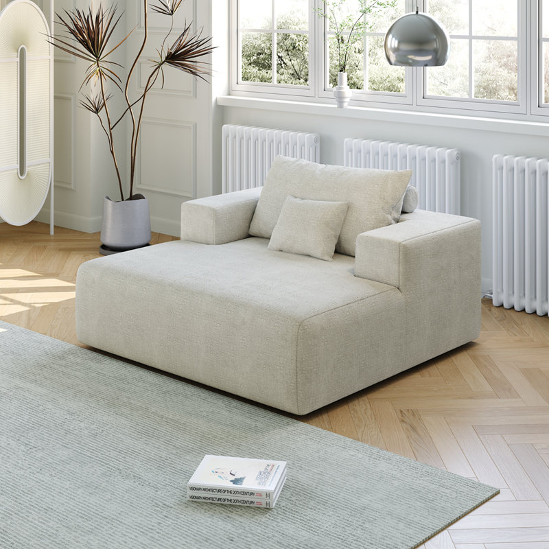 Méridienne moelleuse de 55 po, Chenille beige