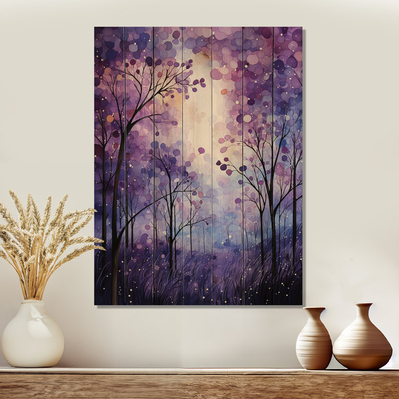 Sérénade violette sur bois, H 32 po x l 24 po x P 0,78 po