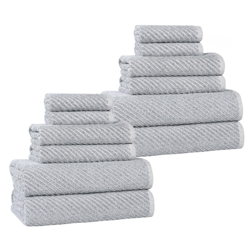  Cotton Blend Super Soft And Absorbent Amelia Collection Towel set (Set Of 12), Denim Blue