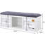 Banc de chambre industriel gris et blanc avec siège polyvalent et verrou fonctionnel
