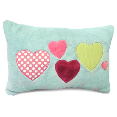 Hearts Embroidered Reversible Throw Pillow