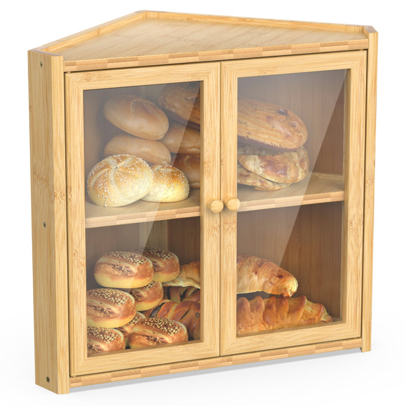 Boîte à pain de coin avec 2 portes et double couche pour comptoir de cuisine