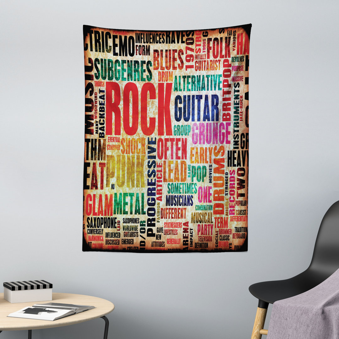 Wandteppich, Musik Rock 'n' Roll Poster, mehrfarbig