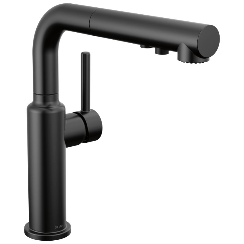 Daneri Matte Black Kitchen Faucet with Pull-Out Sprayer, Modern Single Hole Kitchen Sink Faucet, Single Handle, Matte Black