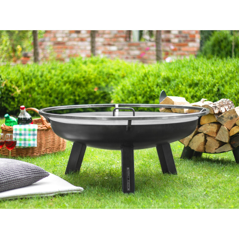 Round Steel Wood Burning Smokeless Fire Pit, 44cm H x 100cm W x 100cm D