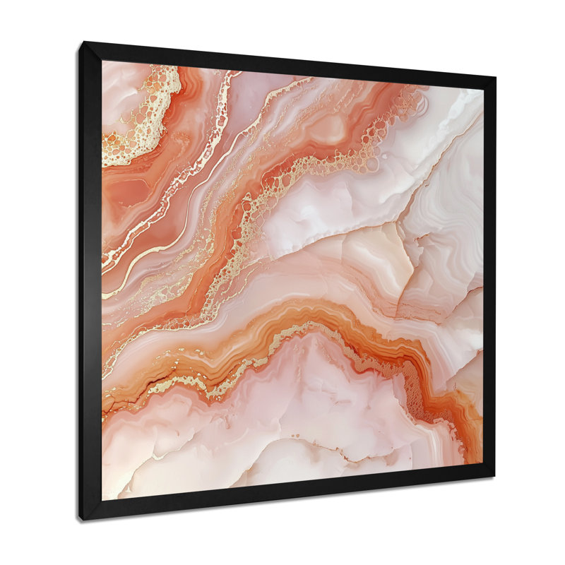 Reproduction d'art sur toile géode orange et or, H 36 po x l 36 po, Reproduction encadrée d'une seule photo sans pass, Noir