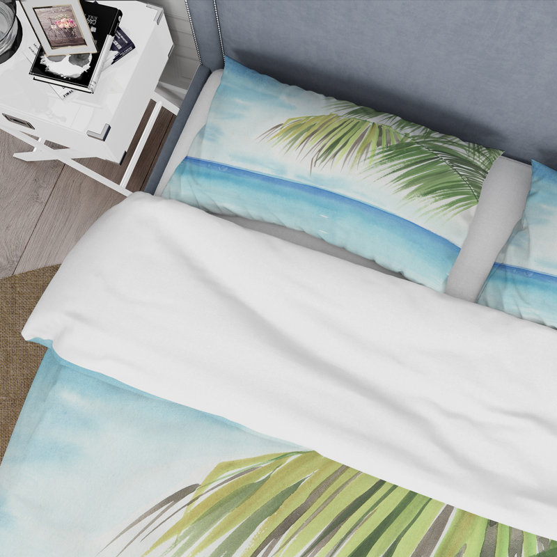 Green/Blue Microfiber Duvet Cover Set, King Duvet Cover + 2 King Shams
