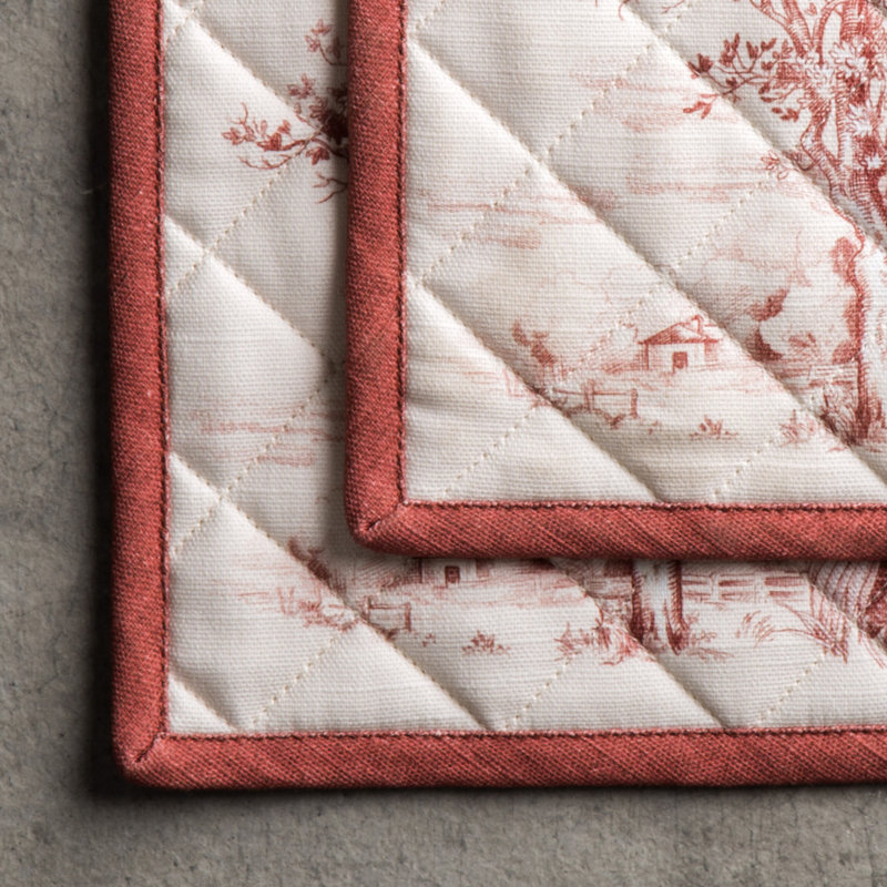 Maison d'Hermine Holy Jouy - Ensemble de maniques 100 % coton rouge - 8 po x 8 po, Rouge