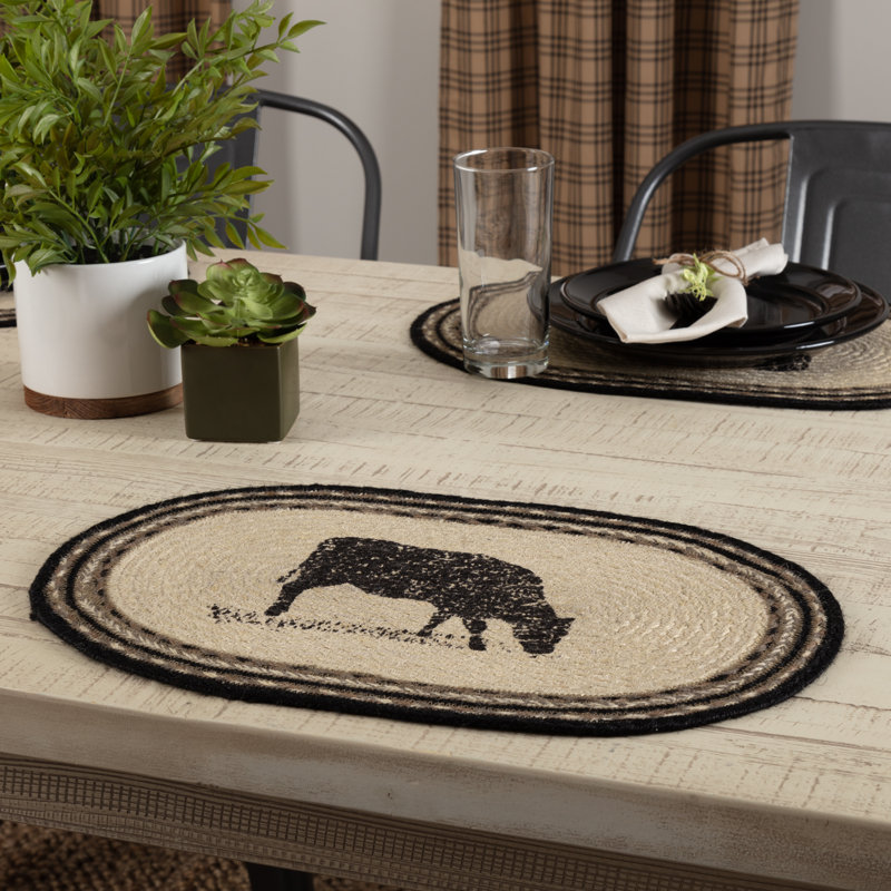 Jacqueline Jute No Pattern Oval Placemat