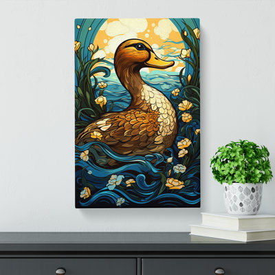 Duck Art Nouveau Art - Wrapped Canvas
