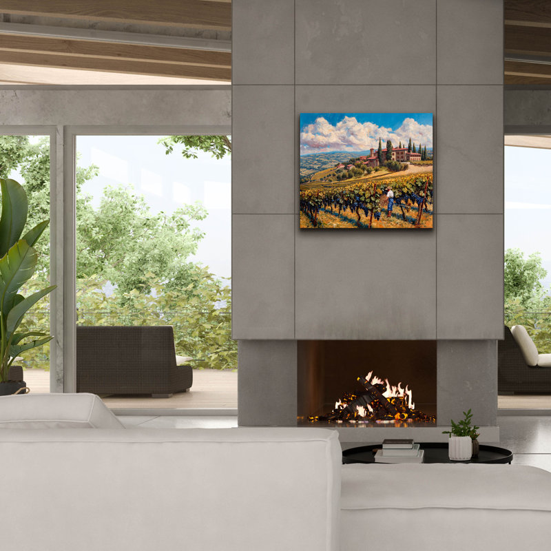  «Tuscan Vineyard Harvest» par Doron David, art mural sur toile, 30 po x 26 po, H 26 po x l 30 po
