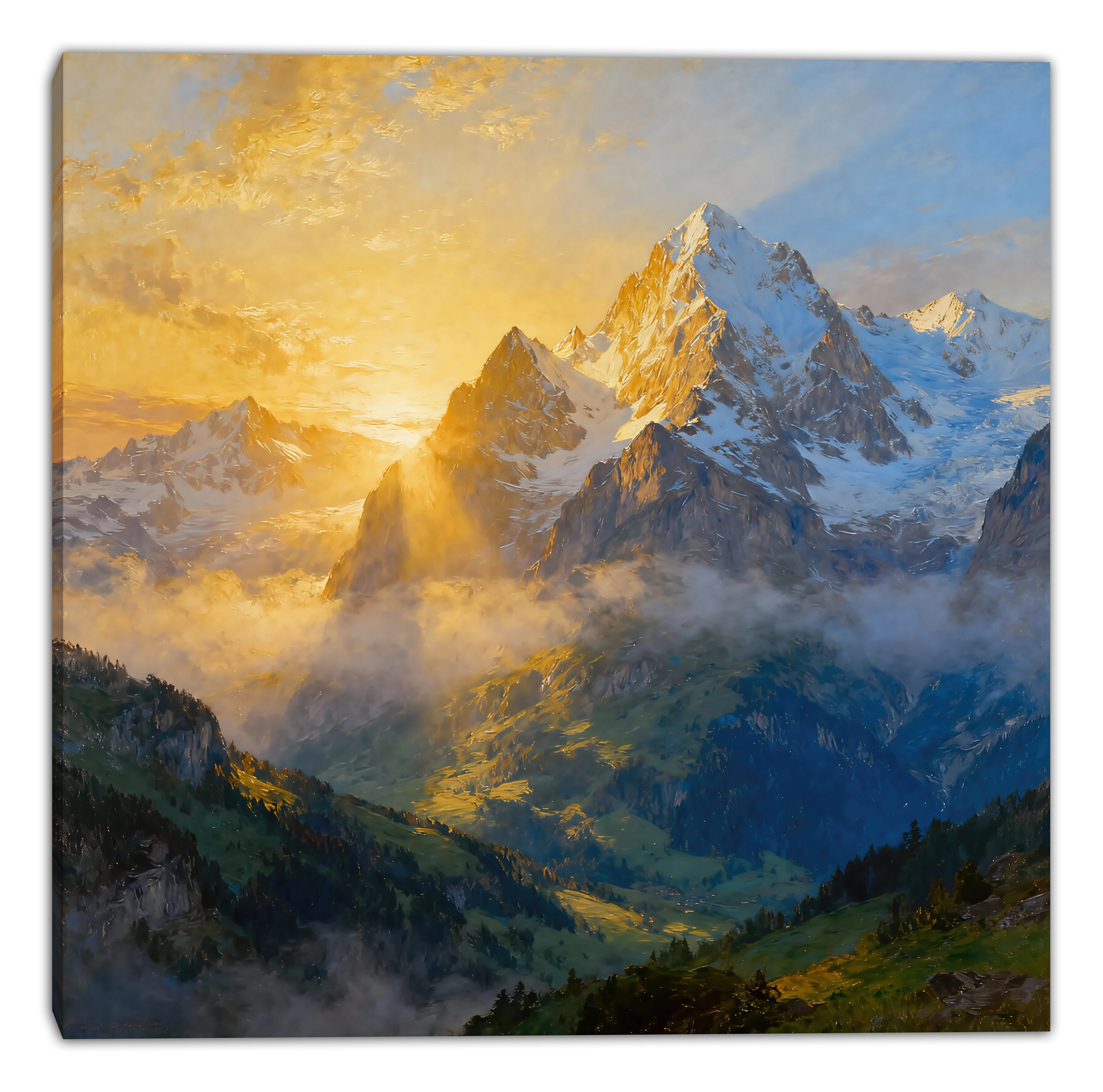 Canora Grey Golden Alpine Peaks Wrapped Canvas Wall Art | Wayfair