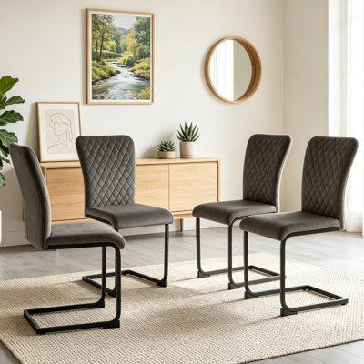 Culain Modern Velvet/Suede Upholstered Cantilever Dining Chair
