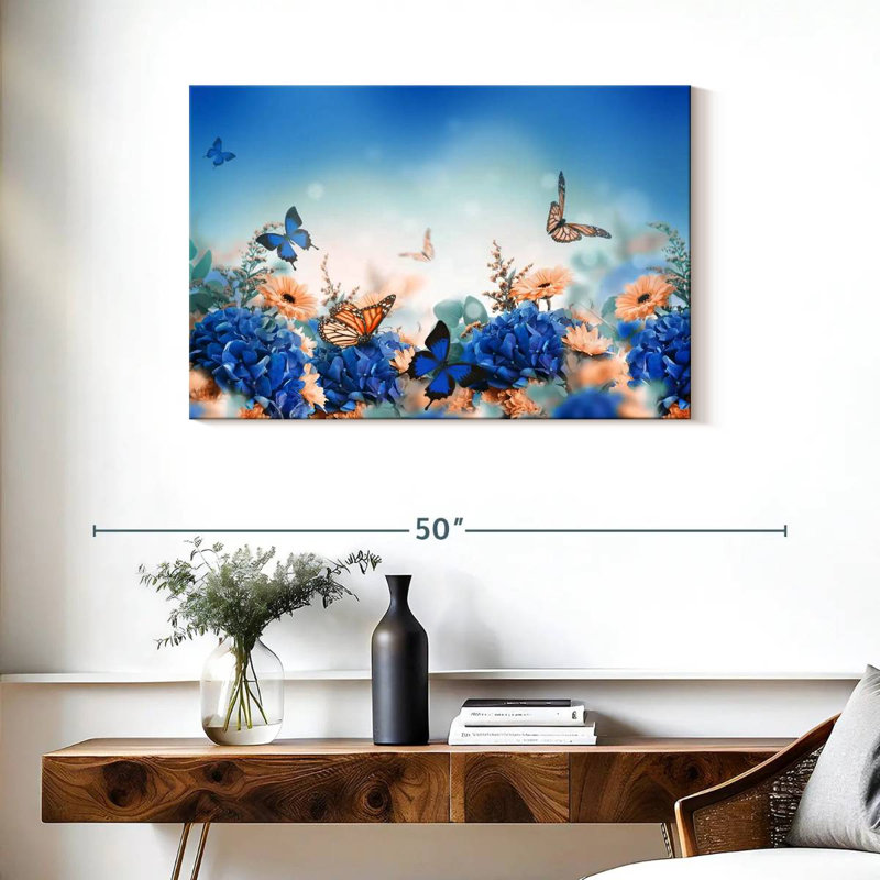 Jardin des papillons bleus, H 24 po x l 36 po