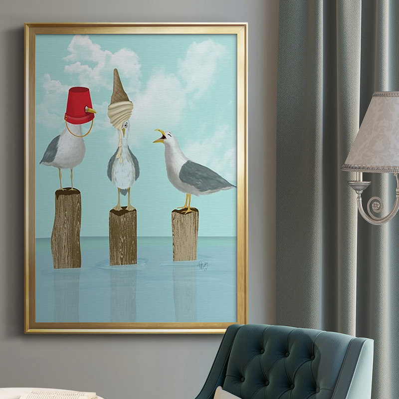 Silly Seagulls - impression d'un seul cadre photo, Or, H 42,5 po x l 30,5 po x P 1,25 po