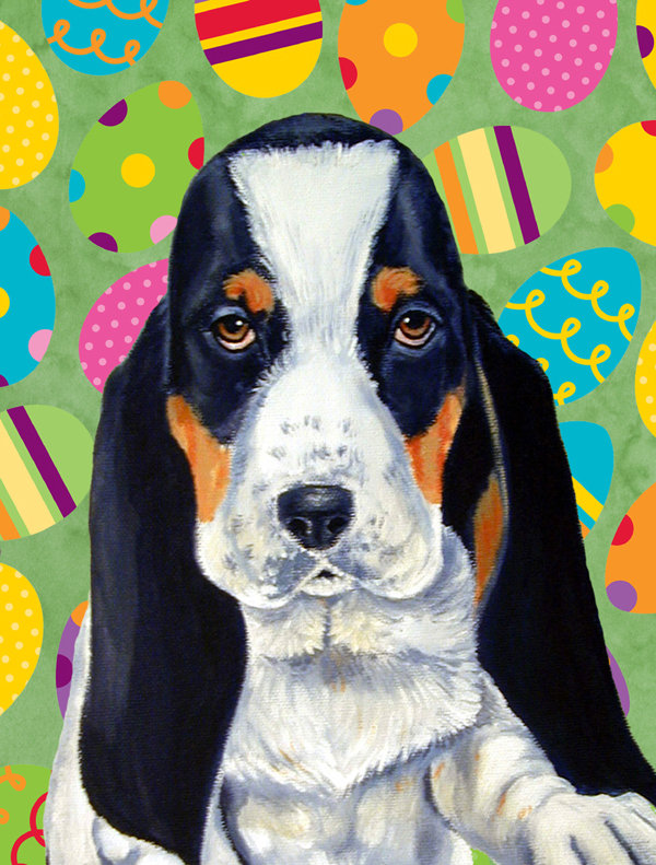 Drapeau de jardin Atara, Basset hound (noir et blanc)