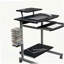 Chariot d'ordinateur compact avec rangement, espresso