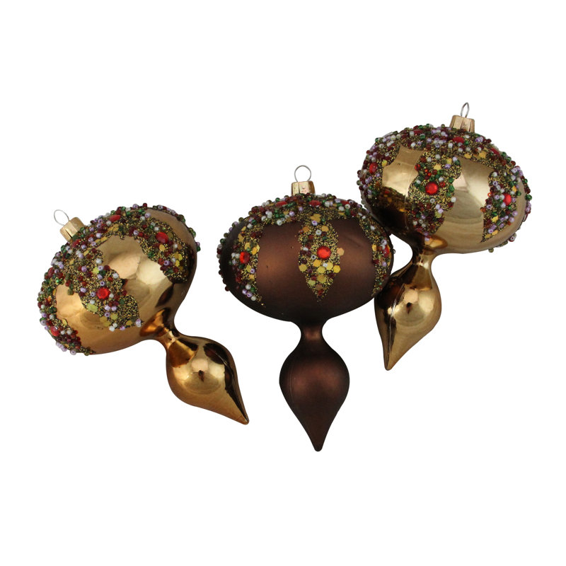 Ornements de Noël à paillettes incassables à paillettes, Brun moka