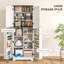 Armoire de rangement pour garde-manger 64 po avec 8 étagères à épices et 8 tablettes réglables, blanc