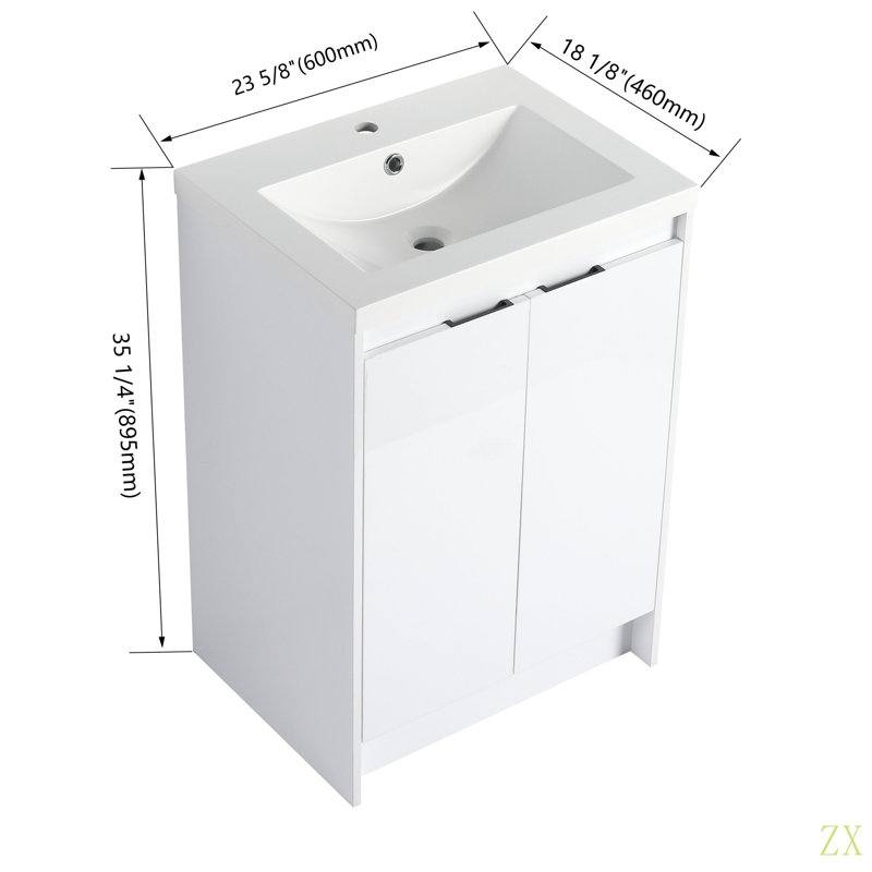 Meuble-lavabo sur pied 24 po avec lavabo en résine