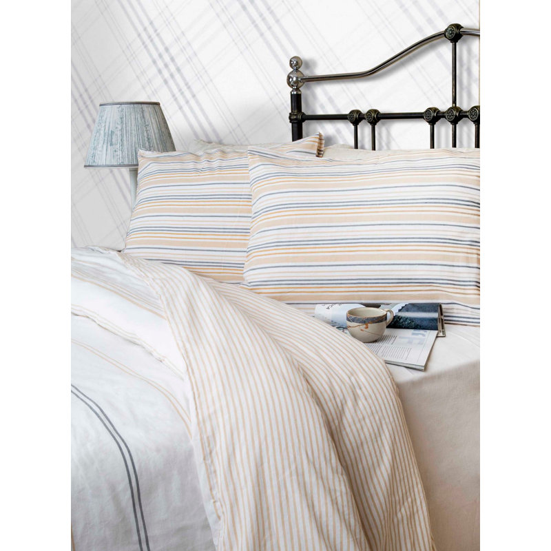Ensemble de housse de couette 100% coton cybelle blanc / orange 4 pièces