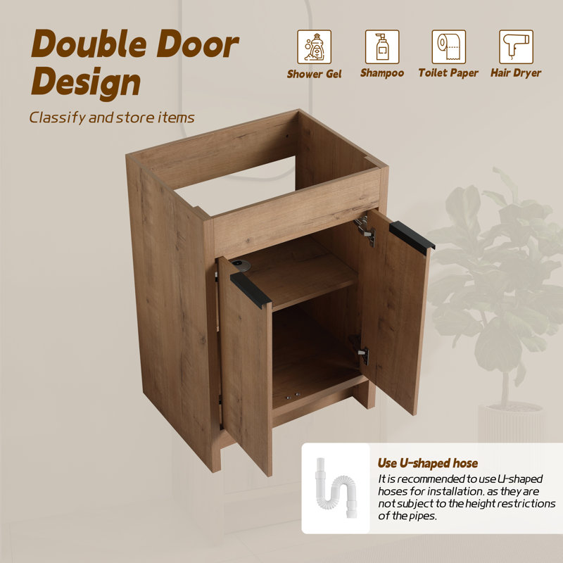 Meuble-lavabo autoportant simple de 24 po (61 cm) seulement, 24