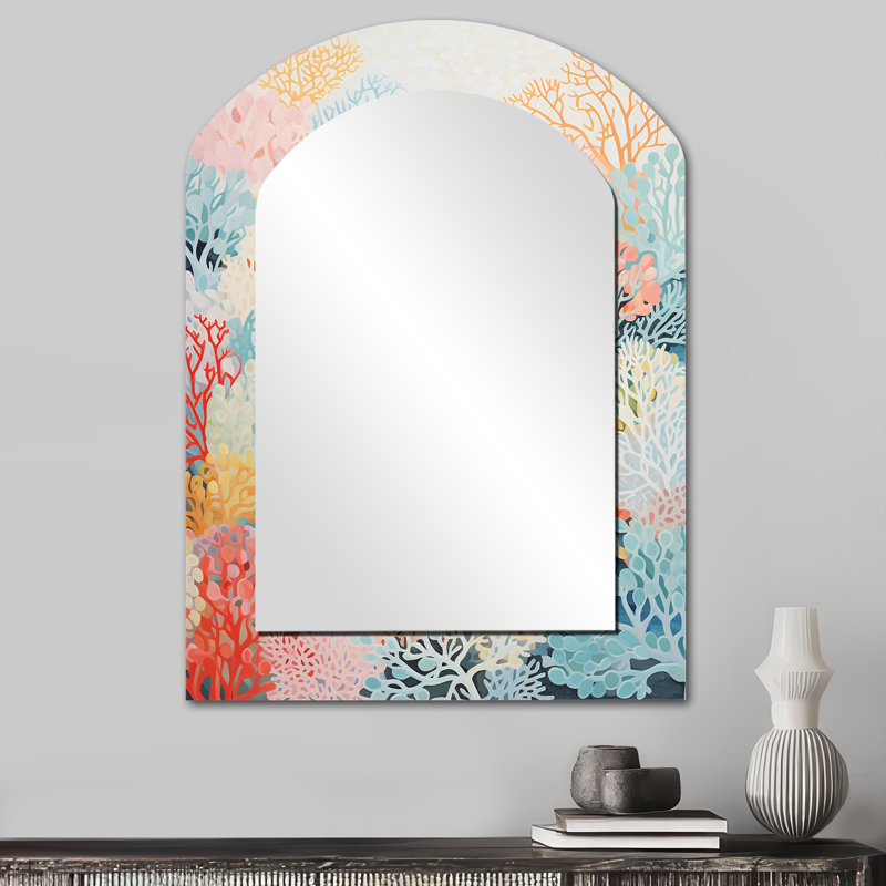 Coral Reef Barrier Expression - miroir mural décoratif asymétrique corail, miroir en arche de corail, impression d'art en métal