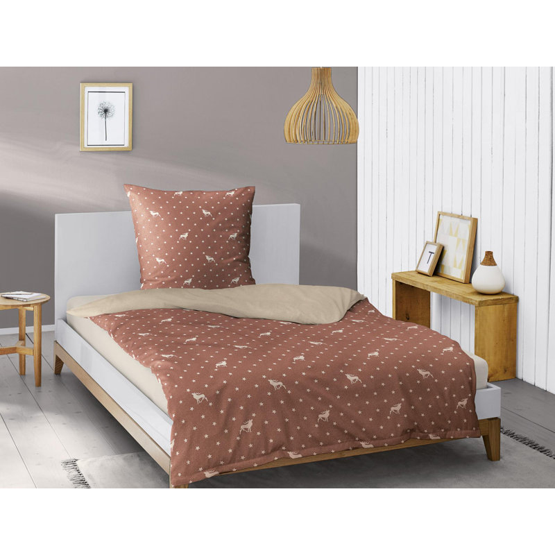 Panda 8395 Brushed Cotton Duvet Cover Set, Sienna, 155 x 200cm - 1 Pillowcase ( 80 x 80cm)