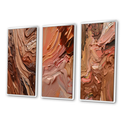 Chocolate Bliss Abstract Painting I - Abstract Painting Art Set Of 3 Pieces