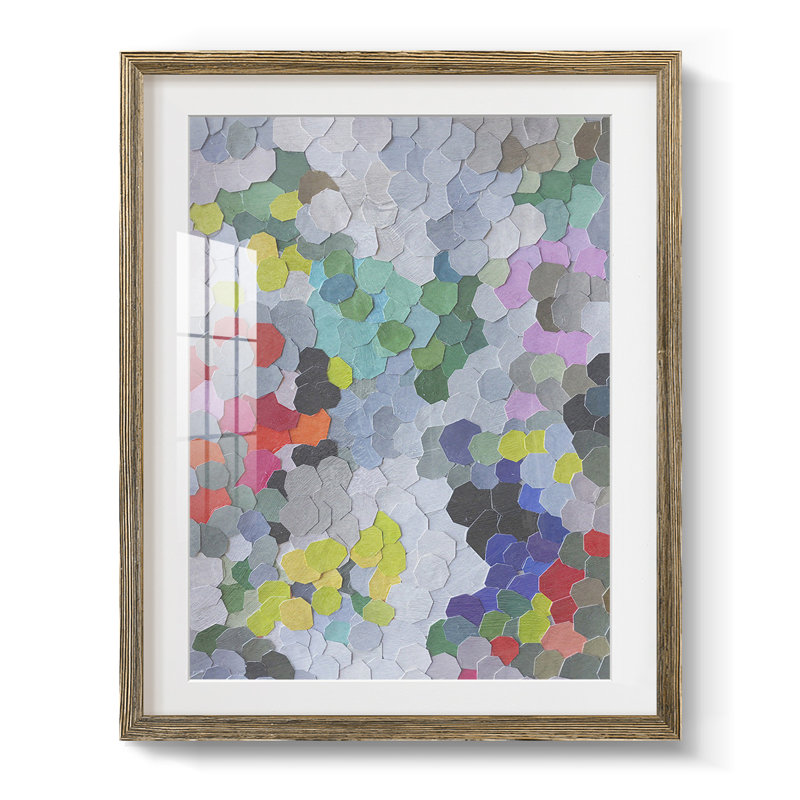 Printed Speckled Matter II, reproduction encadrée, Blanc, Papier avec cadre noyer
