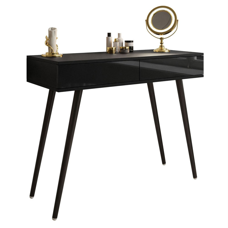 Huntland 100cm Gloss Top Console Table, Black, Black