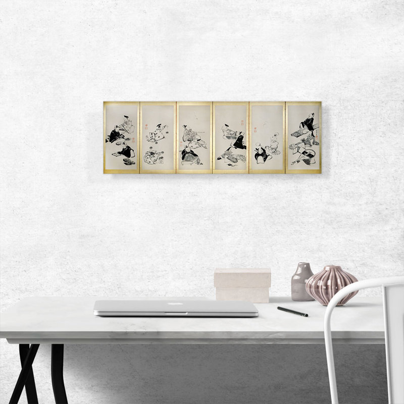 «The Thirty-Six Immortal Poets» par Jakuchu Ito, reproduction d'art sur toile panoramique, H 12 po x l 36 po x P 0,75 po