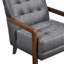 Chaise d'appoint en cuir bleu de style moderne avec coussin, détails en noyer, structure en bois fini