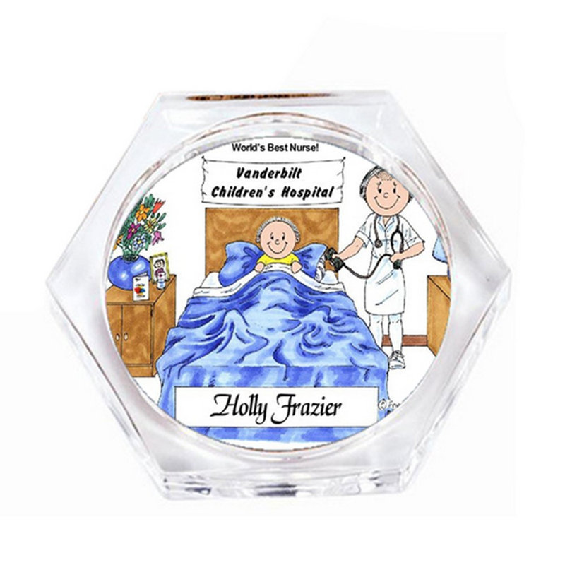 Personalized Nurse - Ensemble de cadeau pour sous-verre féminin (4 sous-verres), Oui