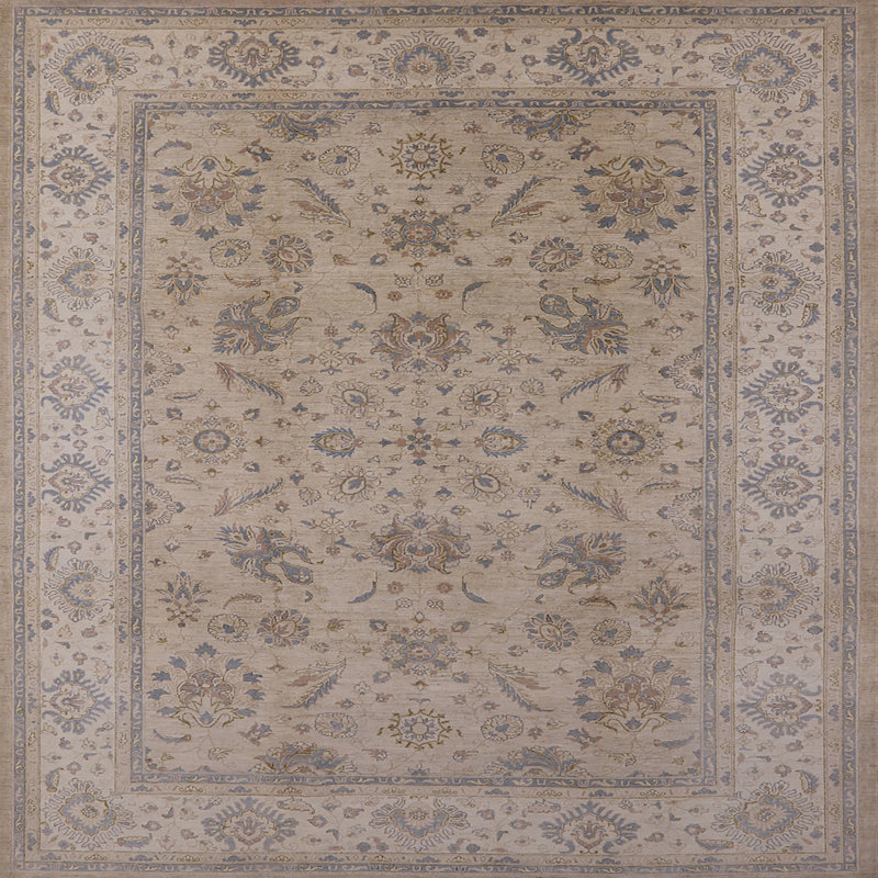 Tapis oriental beige / brun clair / brun Ardavan, Carré 6 pi