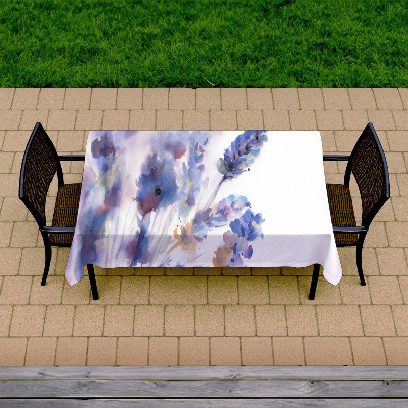 Rustic Purple Tablecloth - Watercolor Lavender Flower Decor
